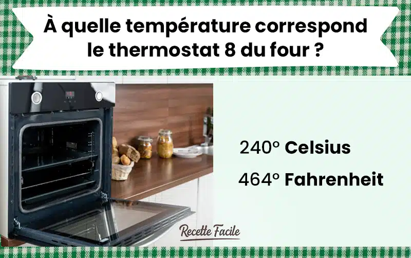 À quelle température correspond le thermostat 8 du four