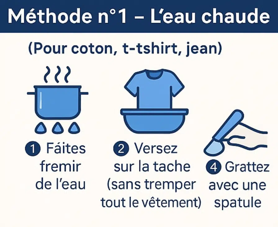 Décoller un chewing-gum d’un vêtement grâce à l’eau chaude 